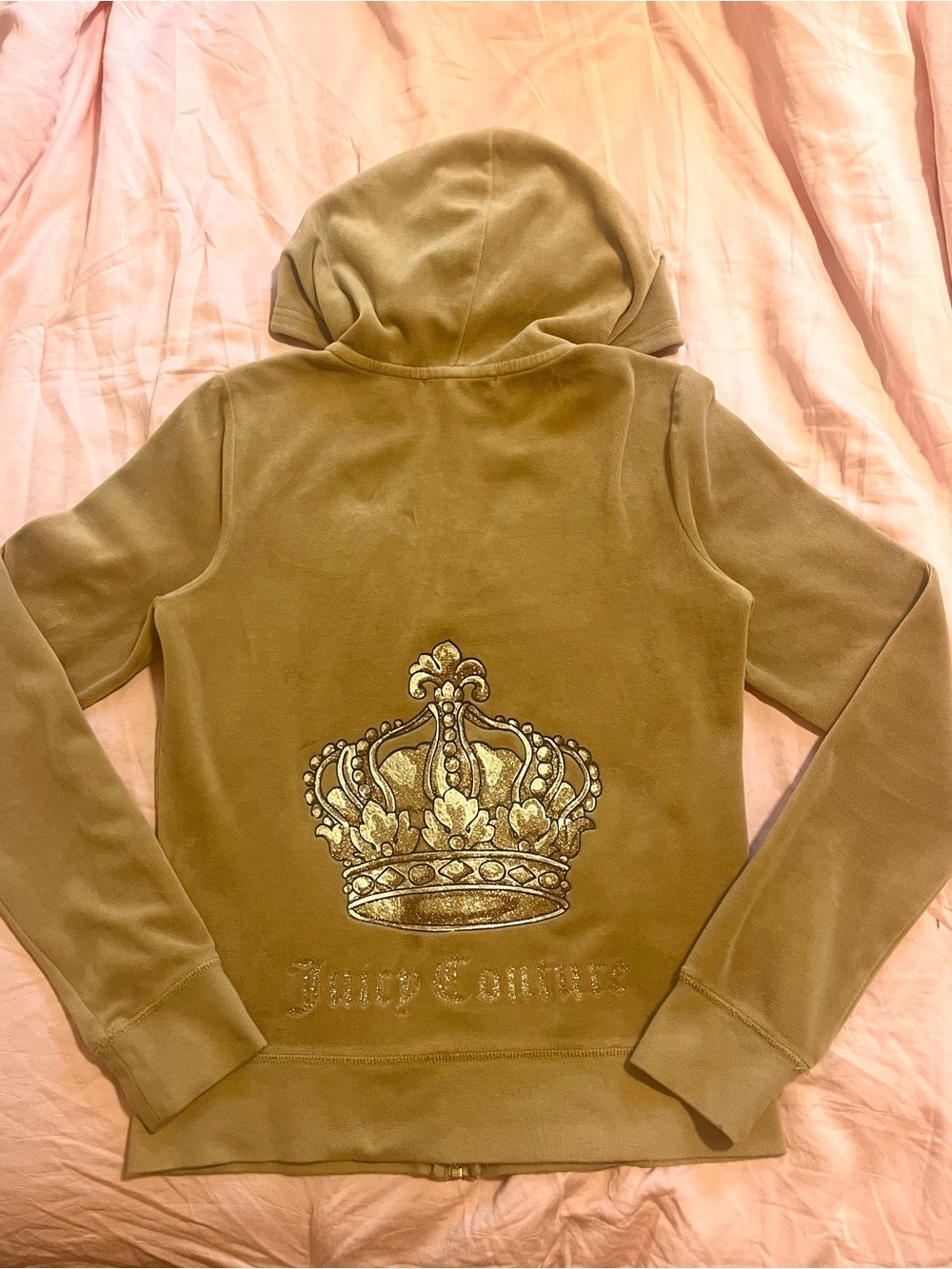 2000’s deadstock Juicy Couture tan velour hoodie